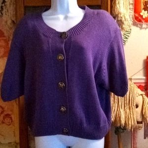 Vintage 80's,Grape-Purple🍇,Button Down,Sweater Top with Removable Shoulder Pads